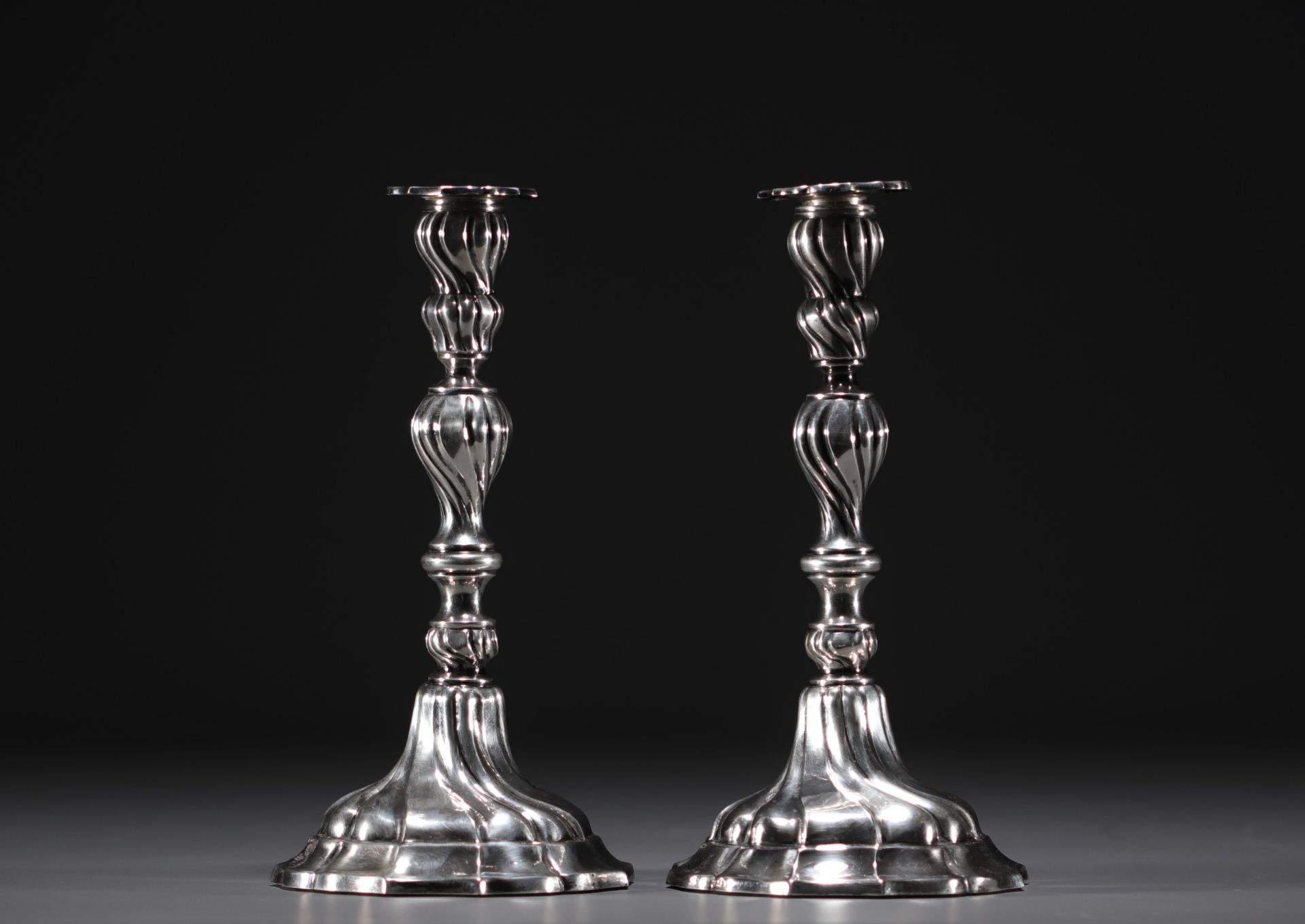Pair of solid silver candlesticks, hallmarked 835 and three diamond hallmark, 20th century. - Image 3 of 4