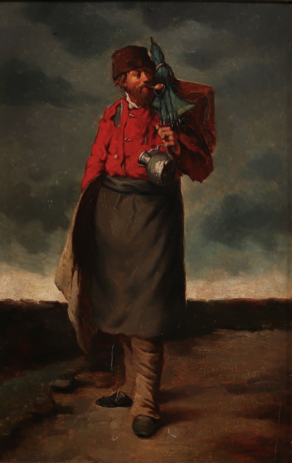 Josse IMPENS (1840-1905) "Soldier in the field" Oil on panel, 19th century.