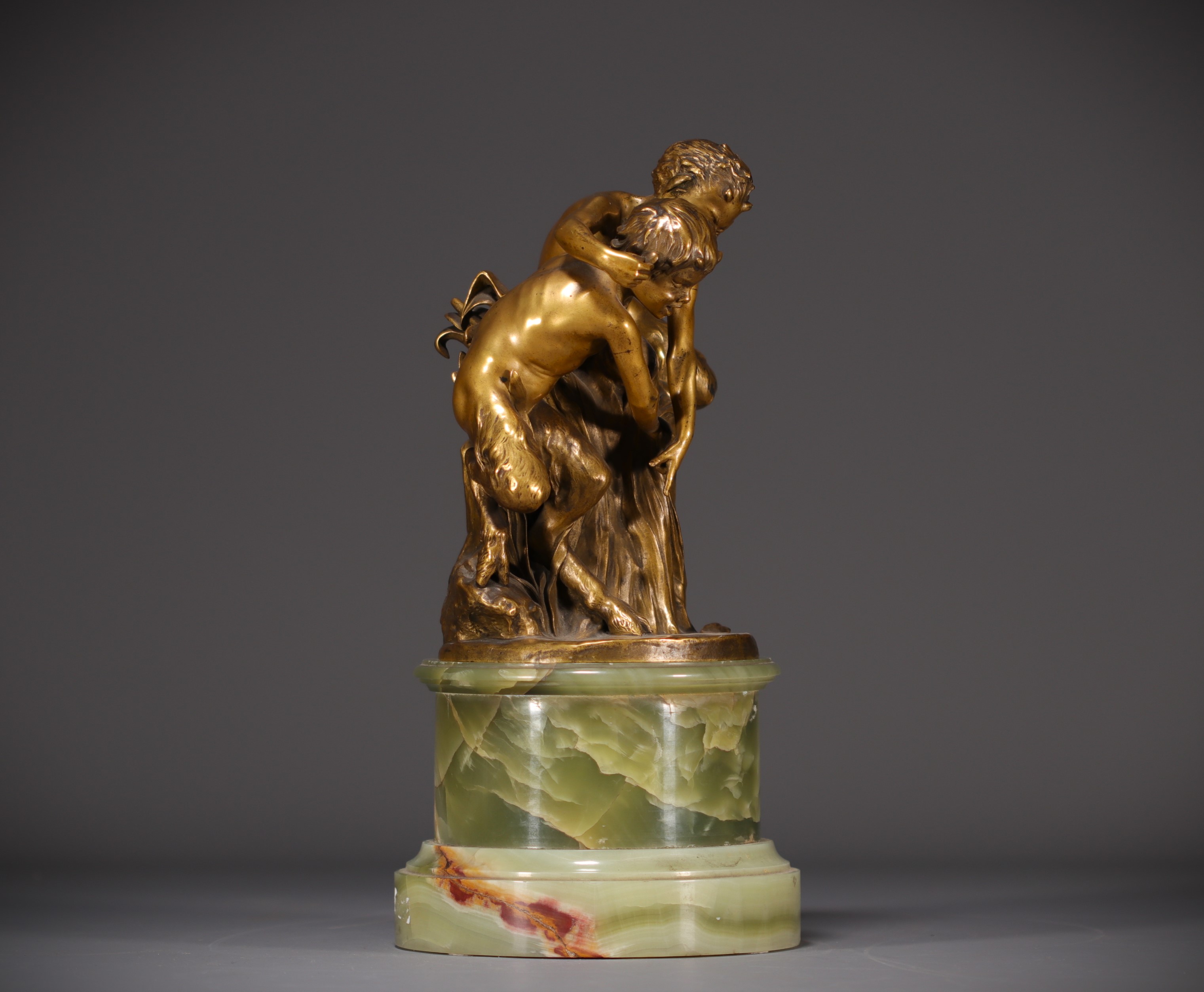 Raoul LARCHE (1860-1912) "Jeunes Faunes" Gilt bronze on marble base, signed. - Image 3 of 8