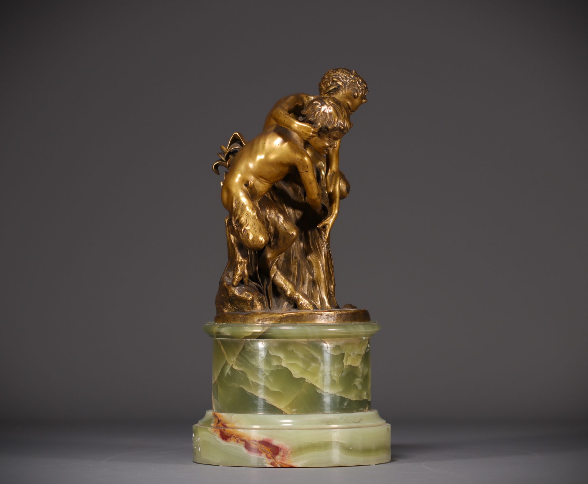 Raoul LARCHE (1860-1912) "Jeunes Faunes" Gilt bronze on marble base, signed. - Bild 3 aus 8