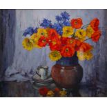 Jacques Lieven ALLAERT (1900-1975) "Still life with flowers" Oil on canvas, circa 1930/40.