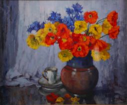 Jacques Lieven ALLAERT (1900-1975) "Still life with flowers" Oil on canvas, circa 1930/40.