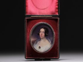 Alessandro CITTADINI (1820-1877) - Miniature "Portrait of a young lady" in its box, signed and dated