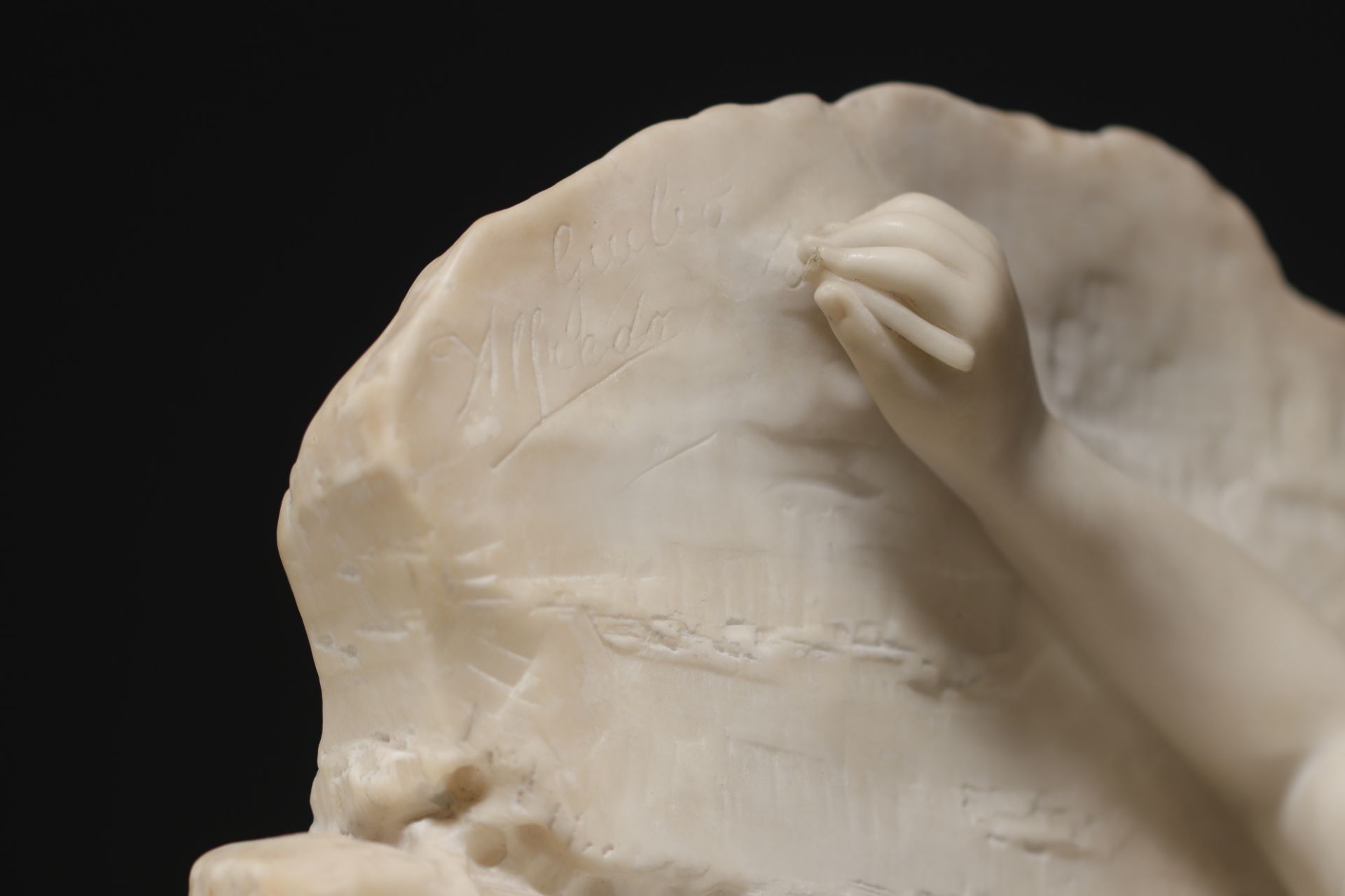 Ildebrando BASTIANI (1867-?) - "Young woman naming her lover" Sculpture in white marble... - Image 5 of 5