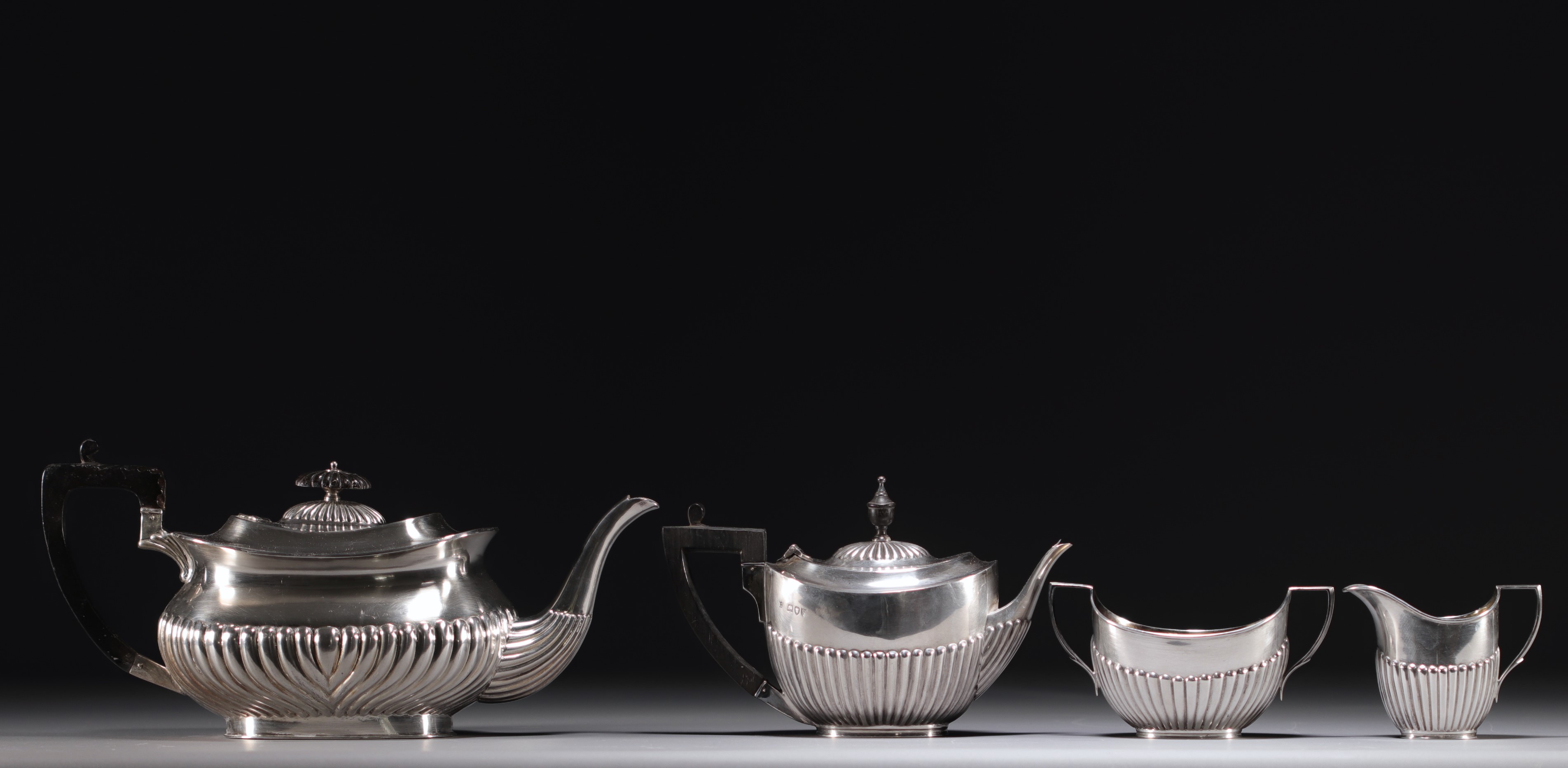 Silver coffee service, English hallmarks.