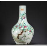 China - Imposing famille rose porcelain vase with nine peaches design, Qing dynasty. (100cm high)