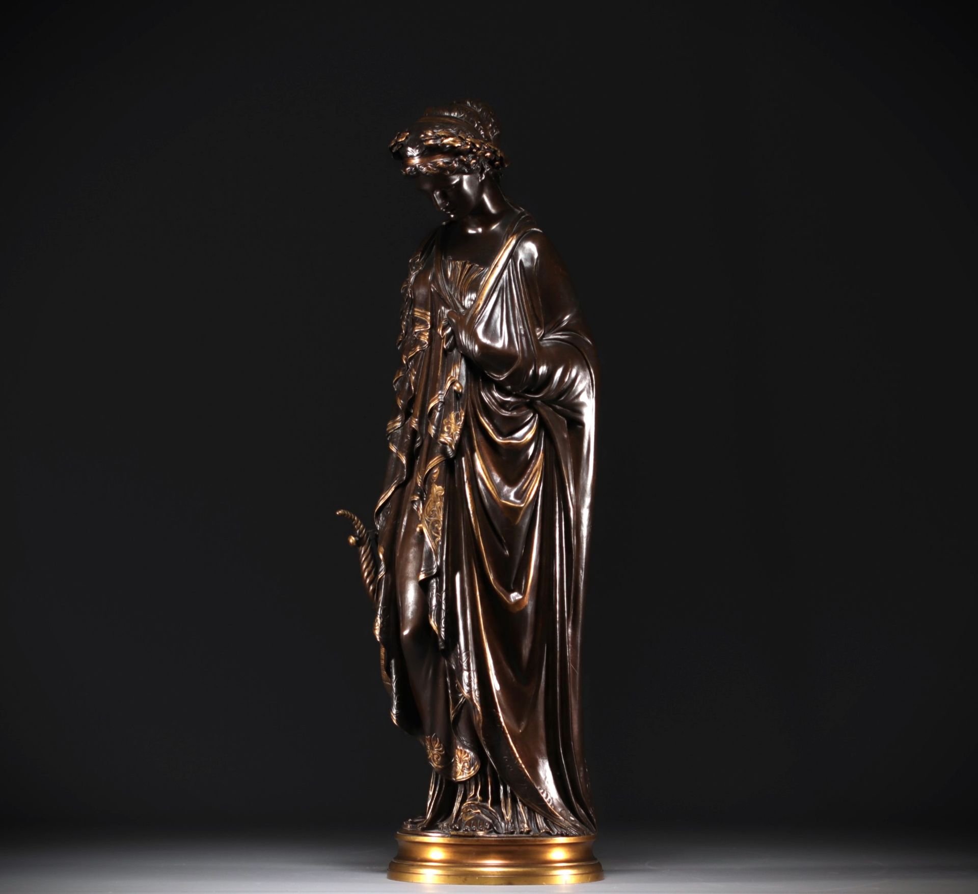 Jean-Baptiste CLESINGER (1814-1883) "La joueuse de lyre" bronze sculpture with two patinas from the  - Image 3 of 6