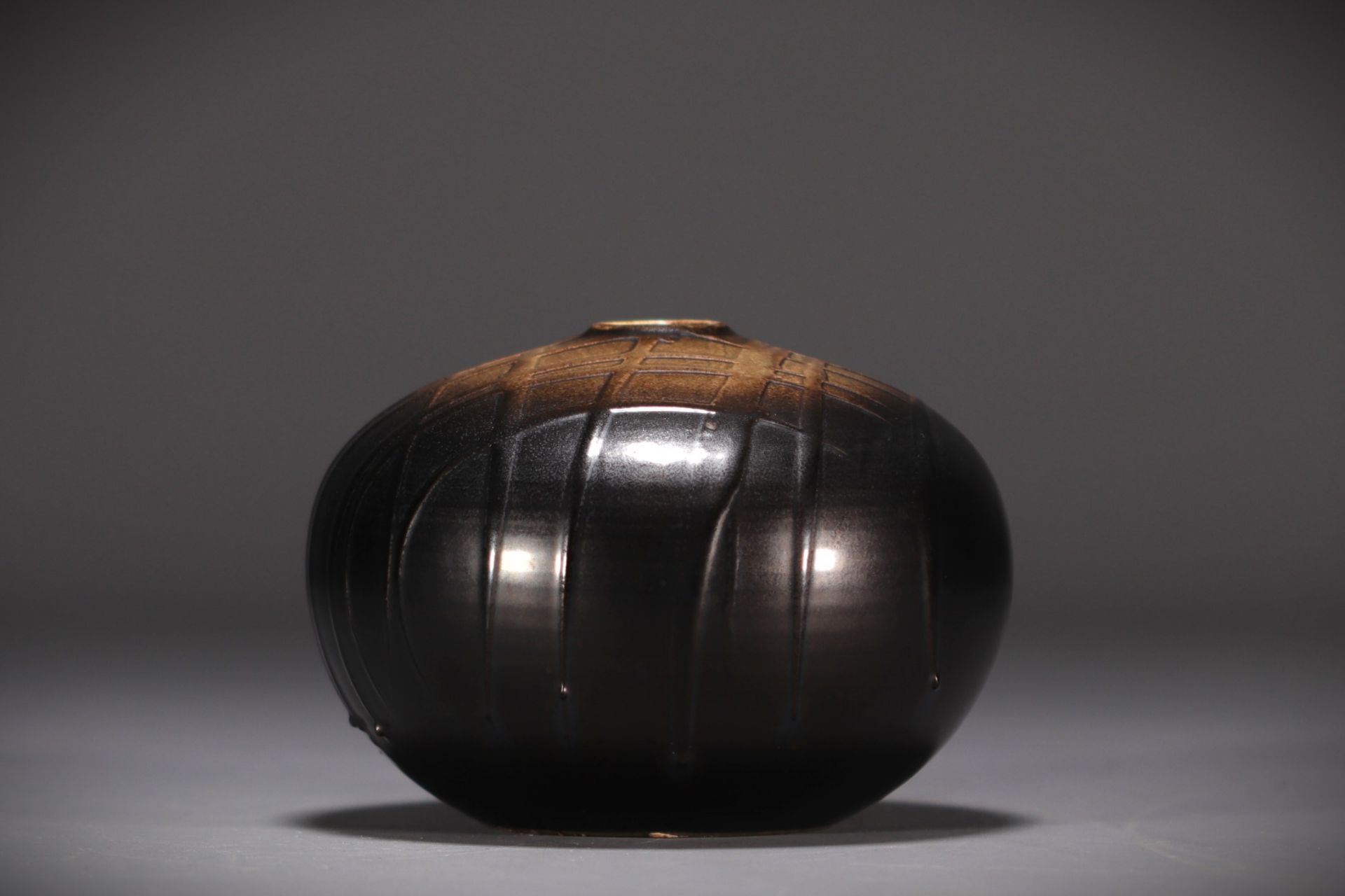 Suzanne RAMIE (1905-1964) Brown shaded glazed ceramic vase, Madoura workshop.