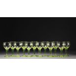 Set of twelve faceted glasses on urane stems.