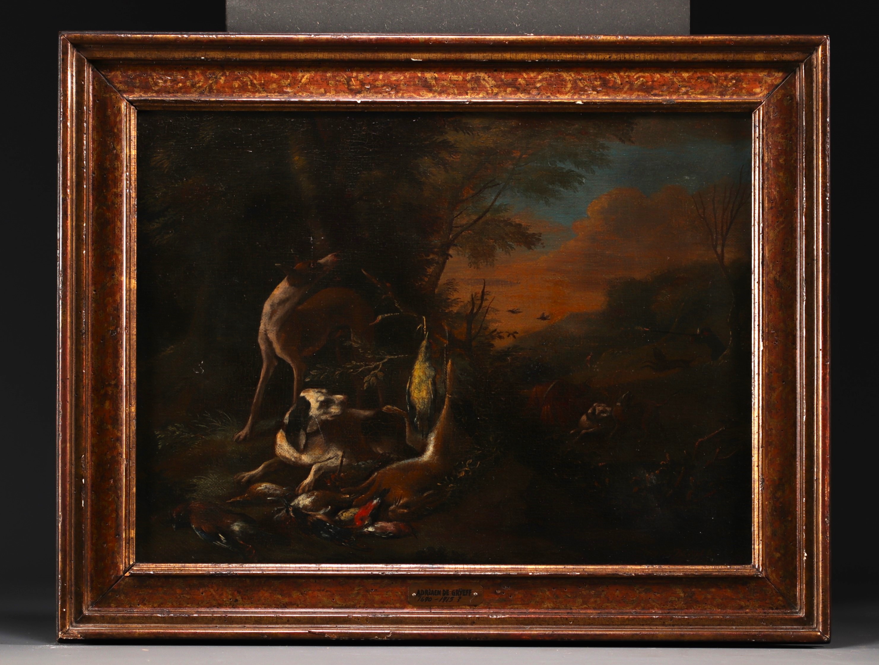 Adriaen DE GRYEFF (1657-1722) "Hunting scene" Oil on canvas, 17th-18th century. - Image 2 of 2