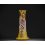 Emile GALLE (1846-1904) Large acid-etched multi-layered glass vase, wisteria design, signed.