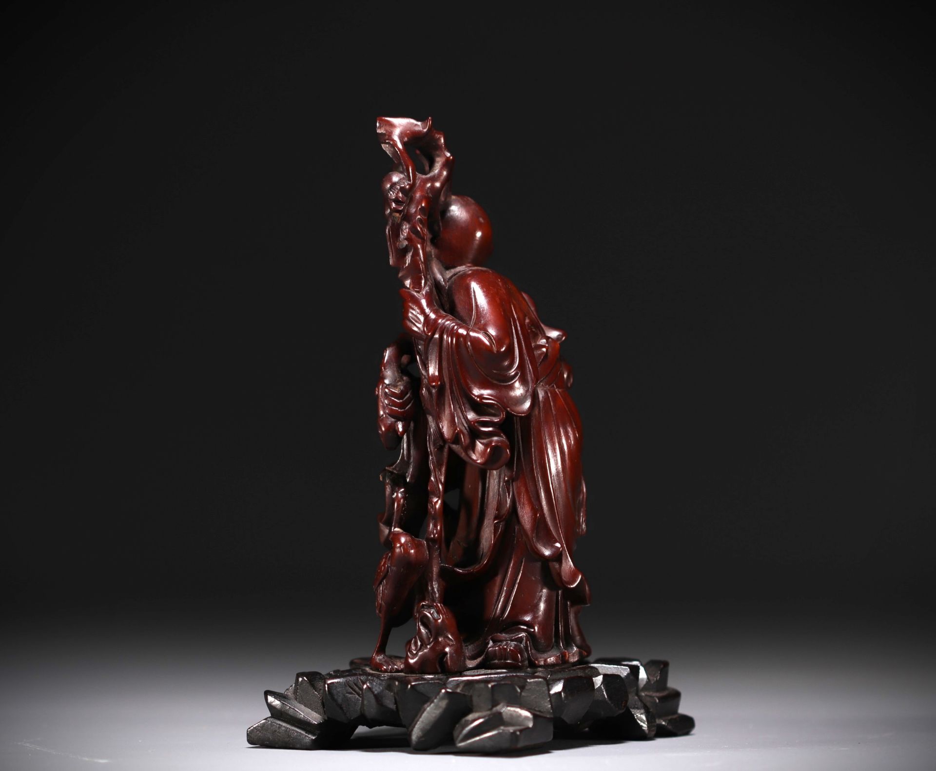 China - Wooden sculpture representing Shou Lao and a child, circa 1900. - Image 2 of 5