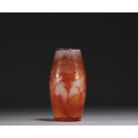 MULLER & CROISMARE - Acid-etched multi-layered glass vase with bindweed design, signed.