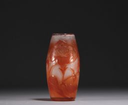 MULLER & CROISMARE - Acid-etched multi-layered glass vase with bindweed design, signed.