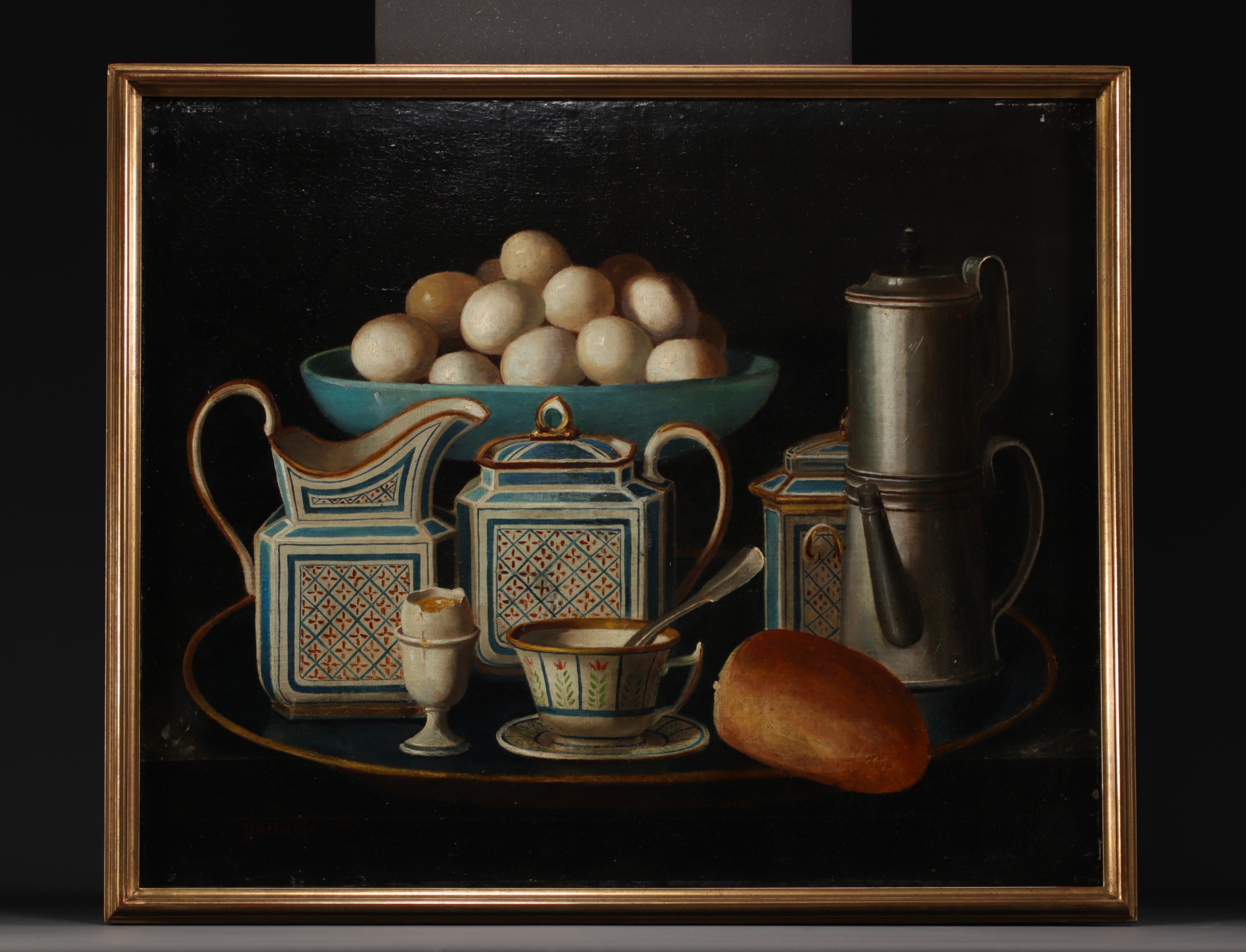 French school, set of four still lifes, oil on canvas, 19th century. - Image 3 of 5