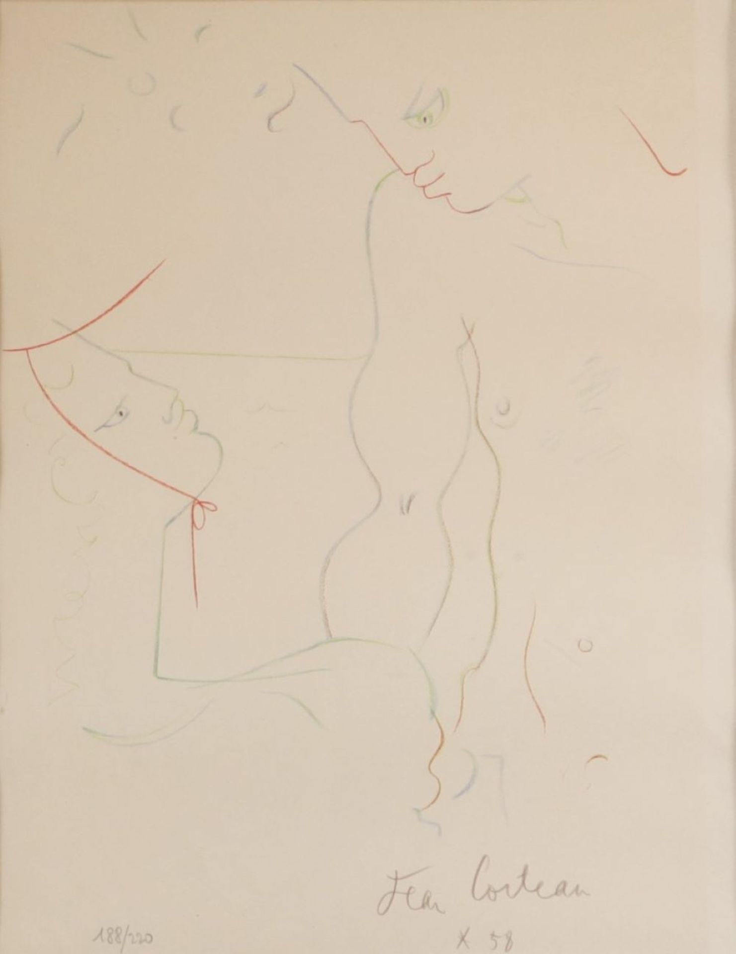 Jean COCTEAU (1889-1963) "Couple" Lithograph numbered 188/220.