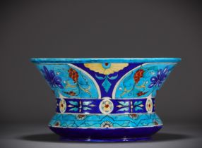 Theodor DECK (1823-1891) Polychrome ceramic bowl with Iznik decoration, signed underneath.