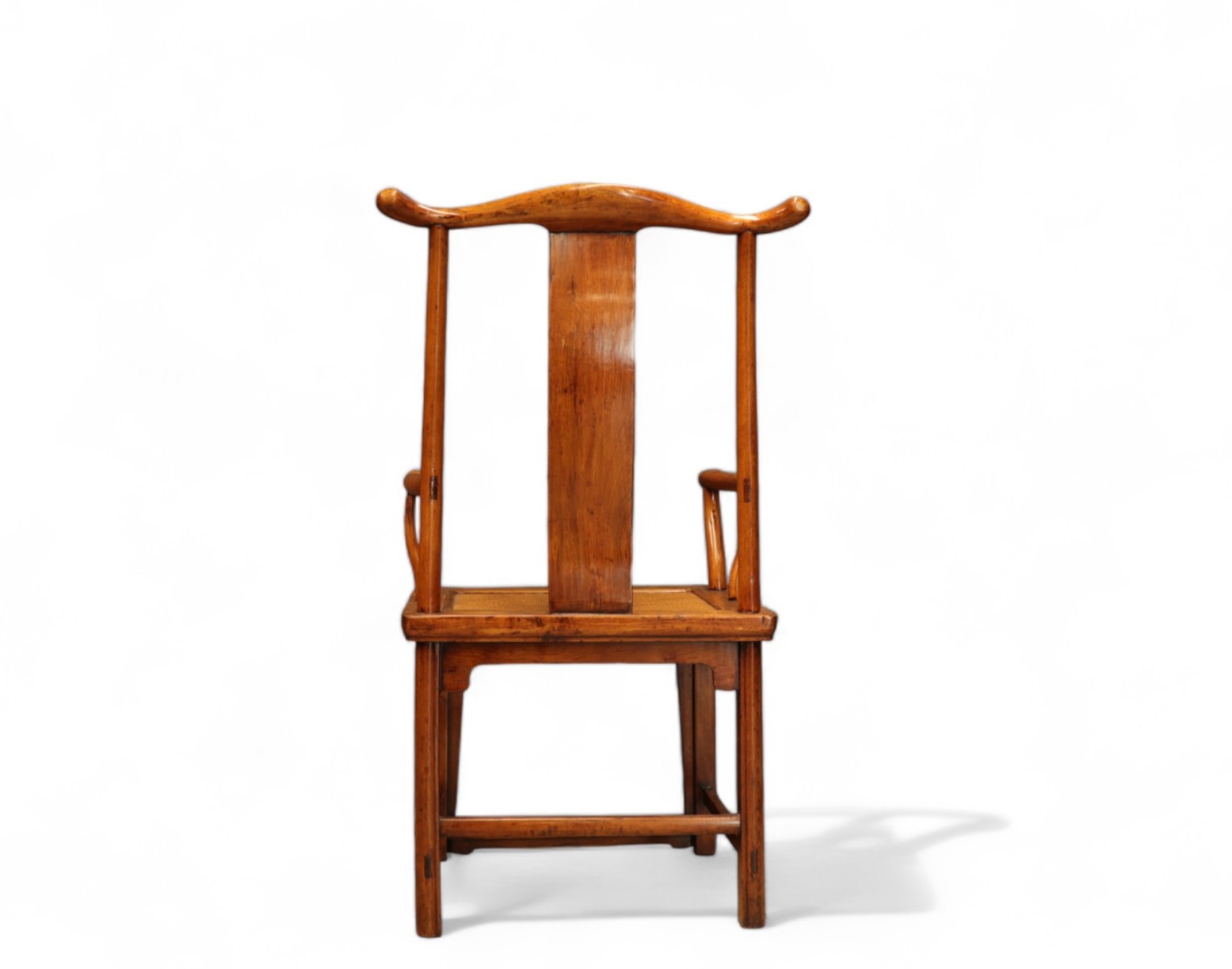 China - Exotic wood dignitary chair, caned seat, Qing dynasty. - Image 3 of 3