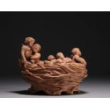 "The nest" Terracotta signed E. Aaron and dated 1877.