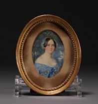 "The Lady in Blue" Miniature portrait, 19th century.