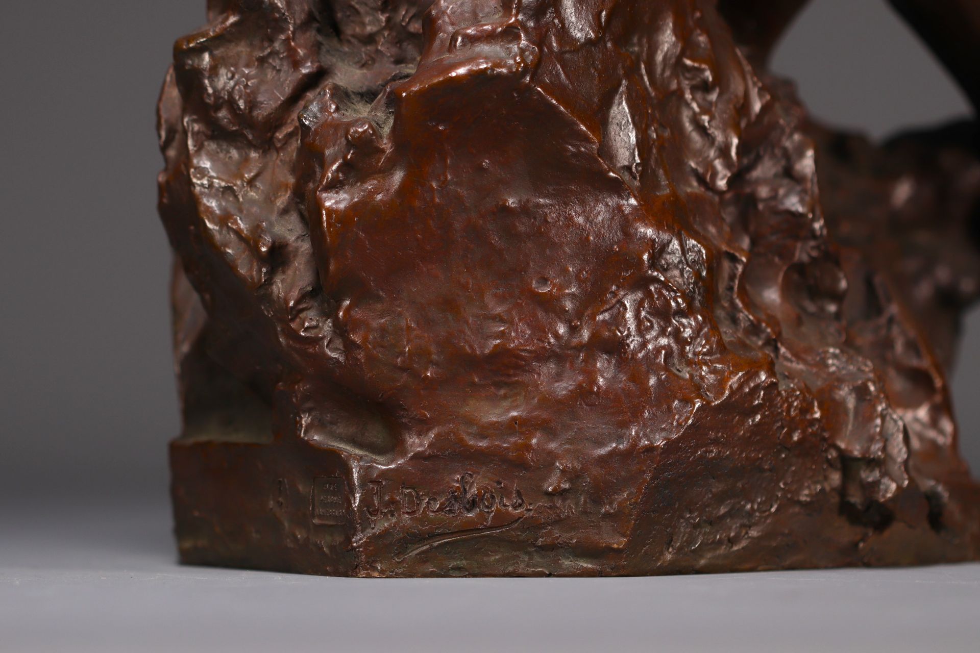 Jules DESBOIS (1851-1935) "L'Amour" Lost wax bronze, signed J. Desbois, nÂ°1, Stamp Hebrard foundry. - Image 6 of 7