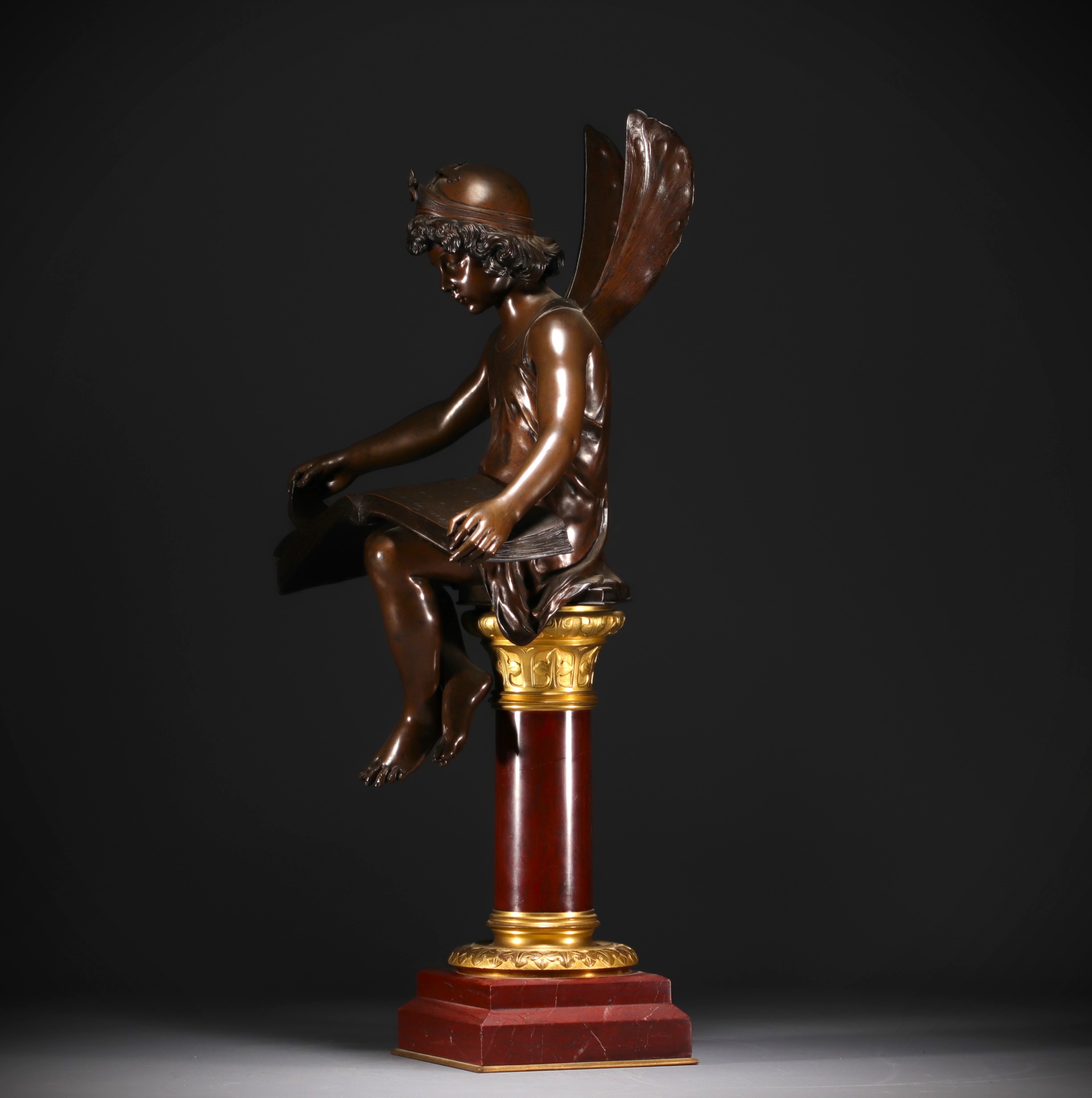 Alfred Joseph CHARRON (1863-1955) "Genie des sciences" Bronze with shaded brown patina, circa 1900. - Image 5 of 6