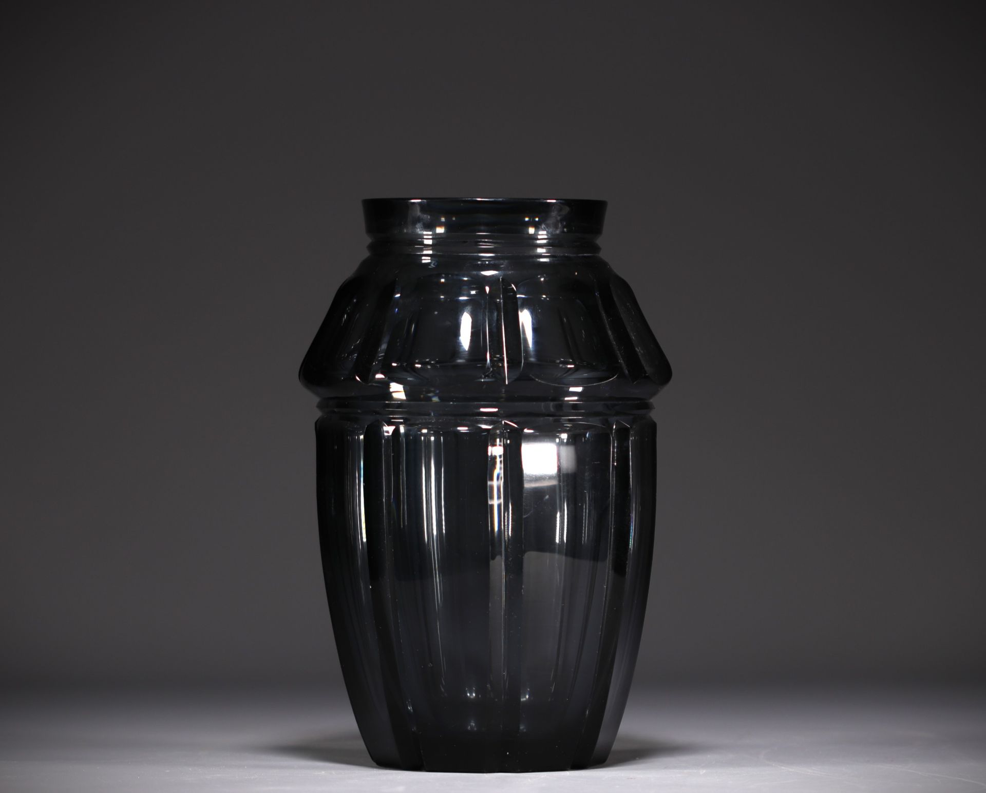 Joseph SIMON (1869-1960) - Val Saint Lambert - Imposing vase in shades of grey, Art Deco period. - Image 3 of 5