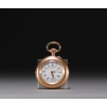 Small 18k gold pocket watch with gold dust cover, gross weight 26.6gr.