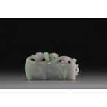 China - Carved jade with dragon and phoenix decoration, Qing period.