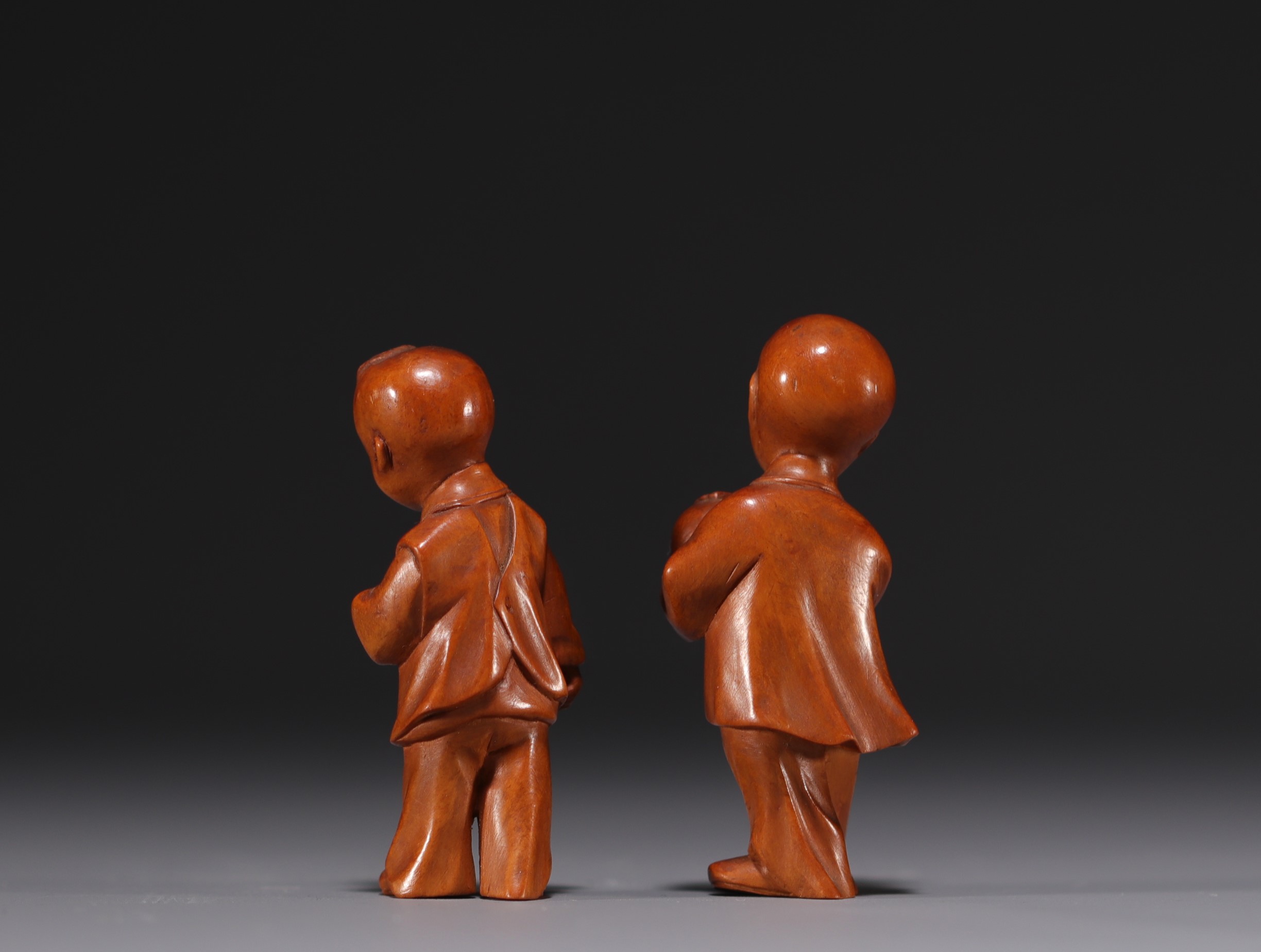 China - Couple of boxwood children, circa 1900/20. - Image 3 of 3