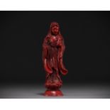 China -Guanyin in cinnabar red lacquer.