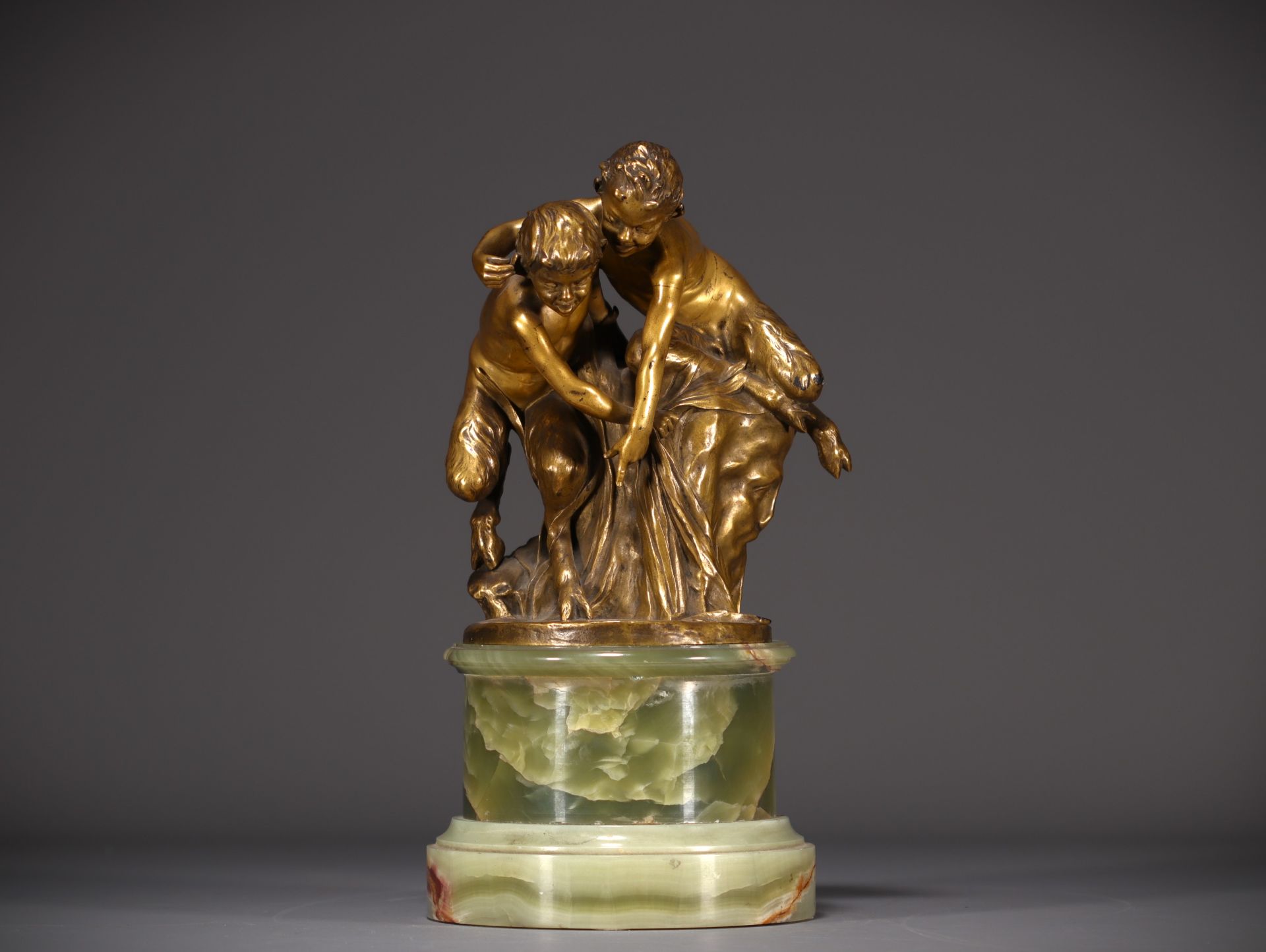 Raoul LARCHE (1860-1912) "Jeunes Faunes" Gilt bronze on marble base, signed. - Bild 6 aus 8