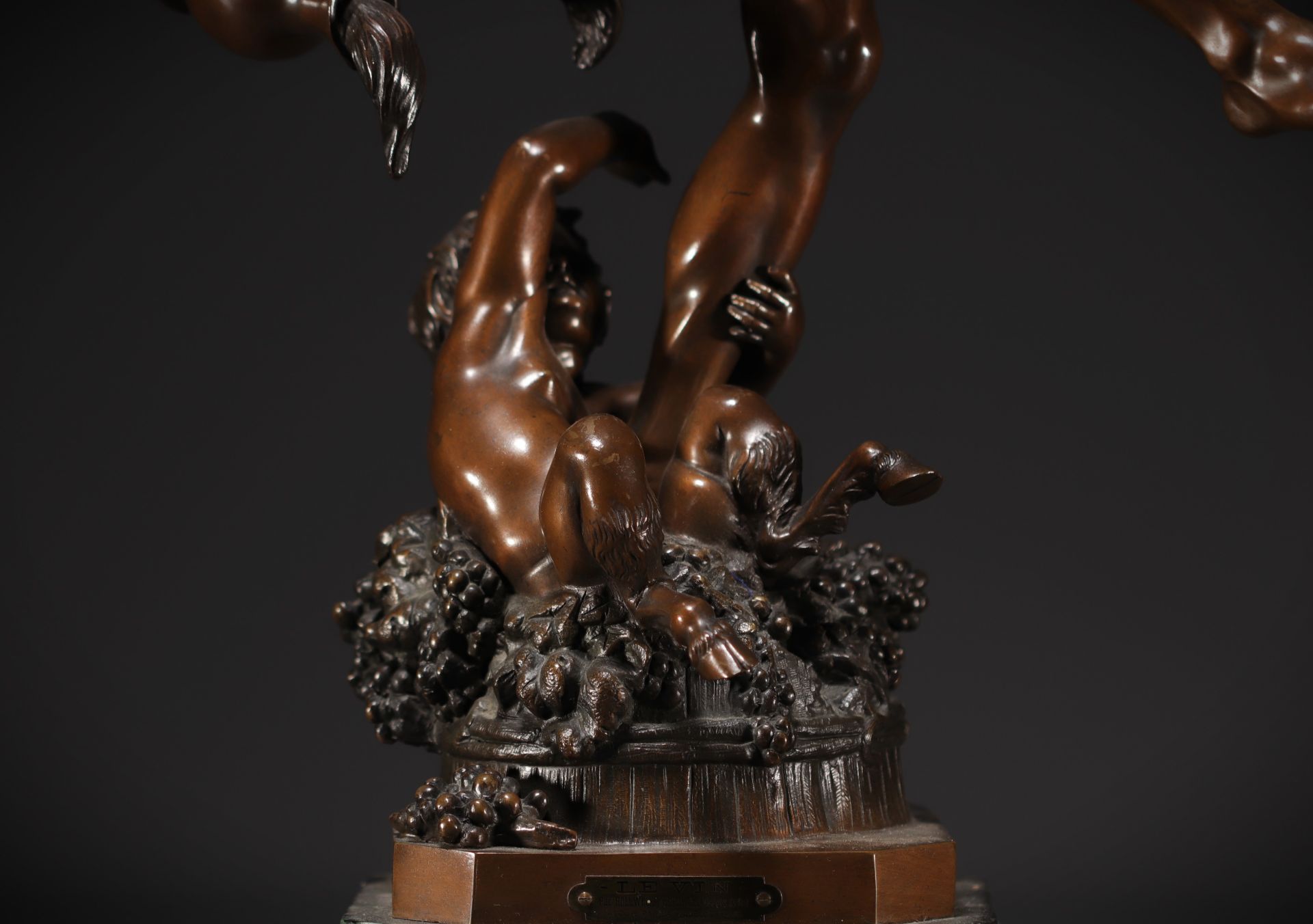 Louis HOLLWECK (1865-1935) "Le Vin" Large bronze sculpture on marble base. - Image 6 of 7