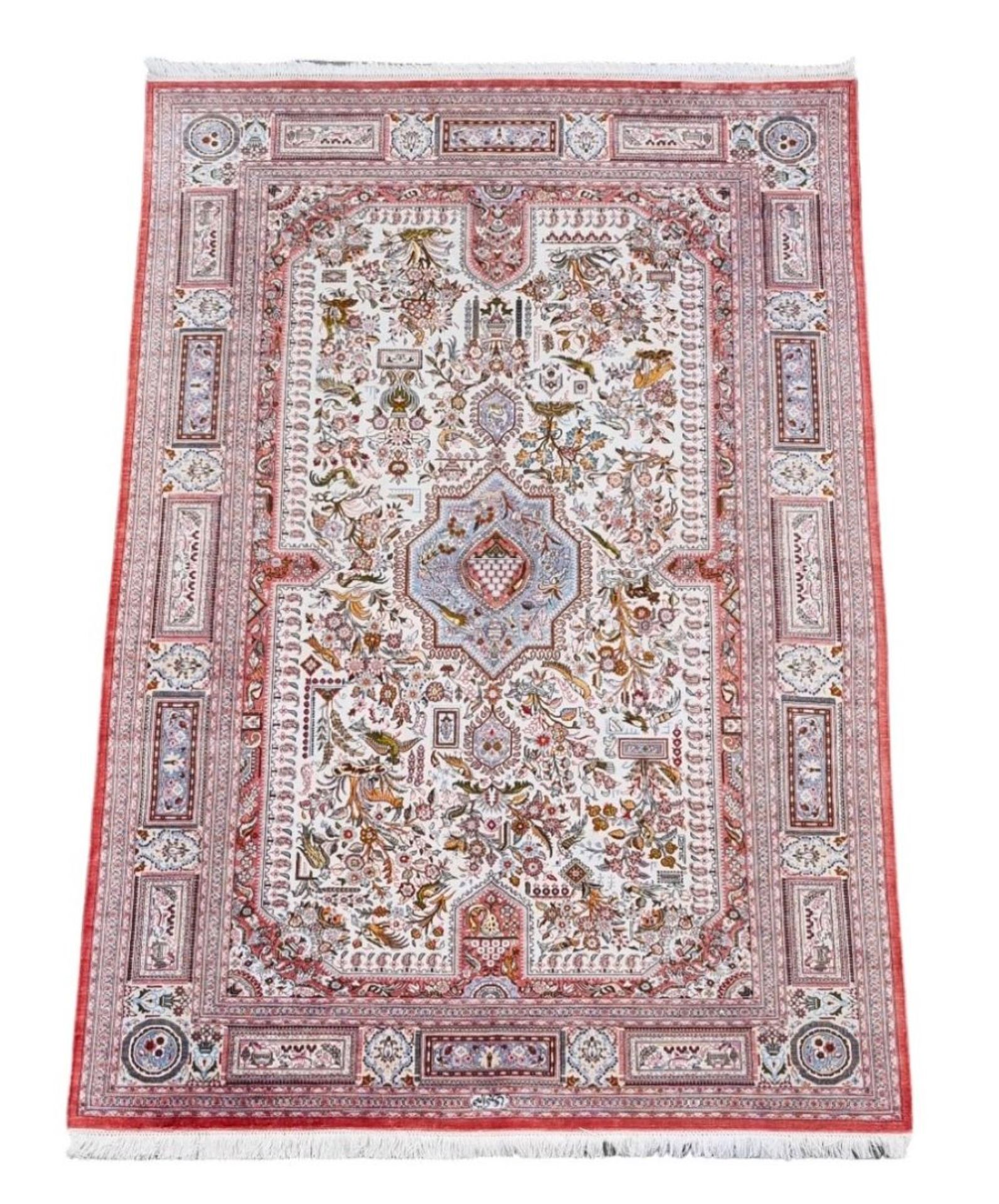 Persia/Iran - Oriental rug in red natural silk.