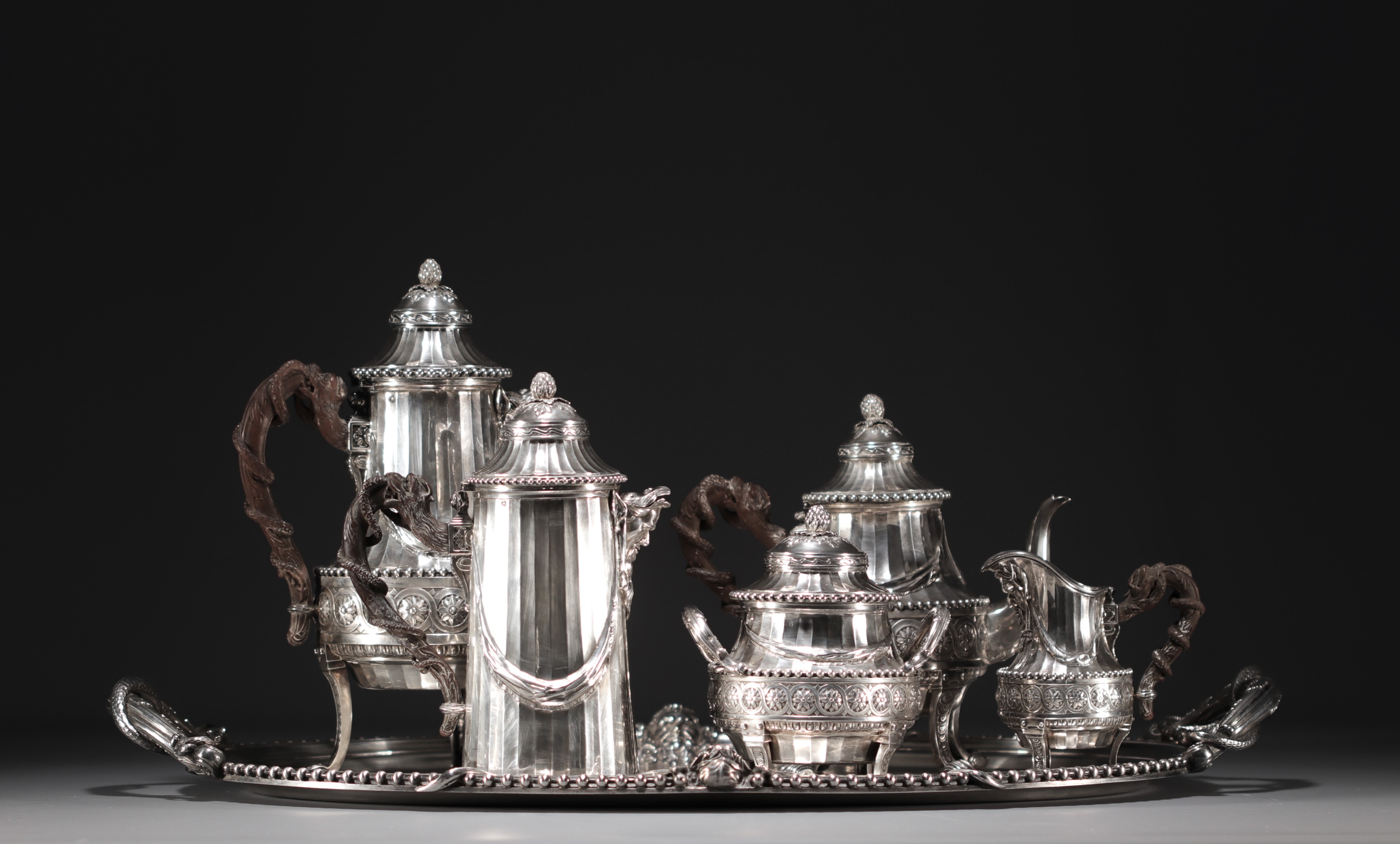 Antoine CARDEILHAC - Exceptional Regency-style solid silver service, 19th century.