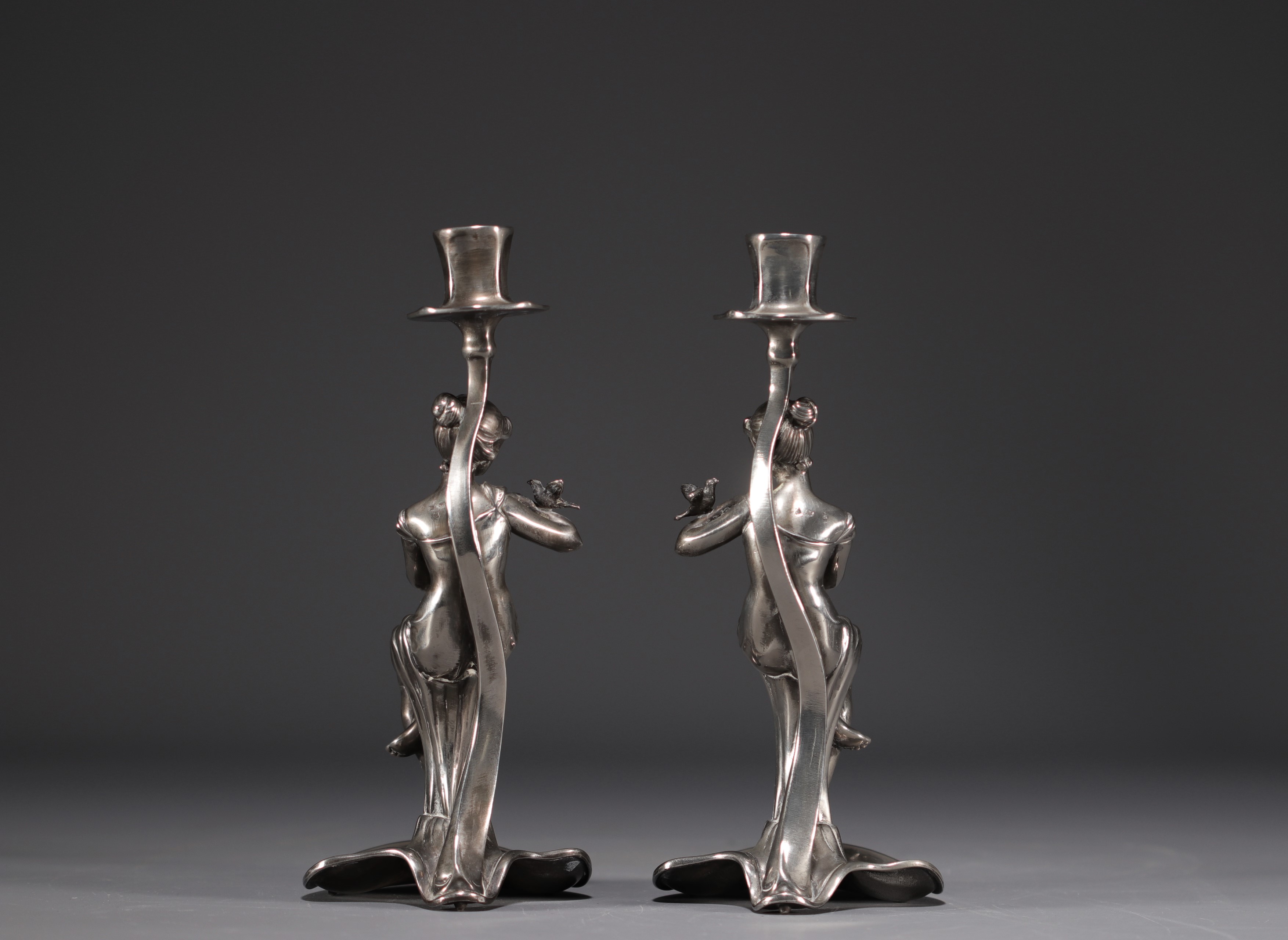 WMF - "Flower Women" Art Nouveau silver-plated three-piece set, hallmarked WMF. - Image 6 of 7