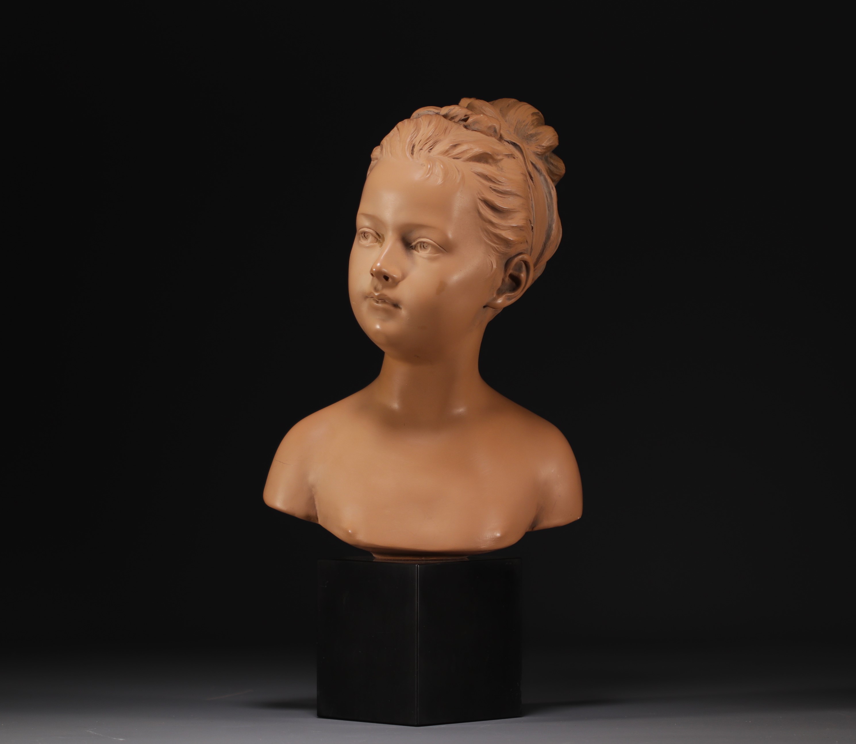 "Louise Brongniart" terracotta bust after Jean Antoine HOUDON.