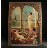 G. LAURENT (?) "Les Odalisques" Imposing oil on canvas, circa 1900.