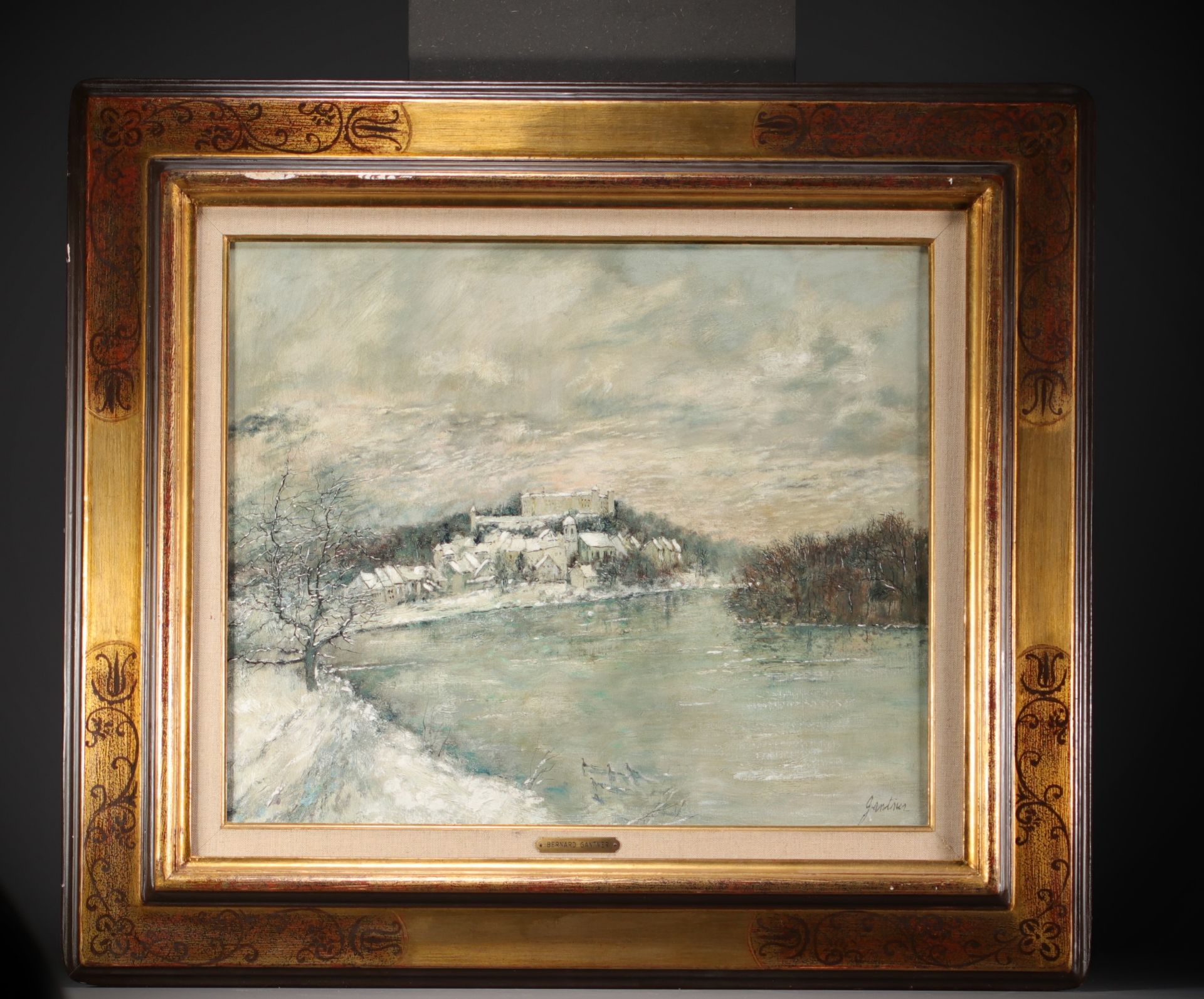 Bernard GANTNER (1928-2018) "King sur Saone castle" Oil on canvas - Bild 2 aus 2