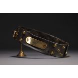 Rare leather and stud dog collar with brass nameplate, 19th century.