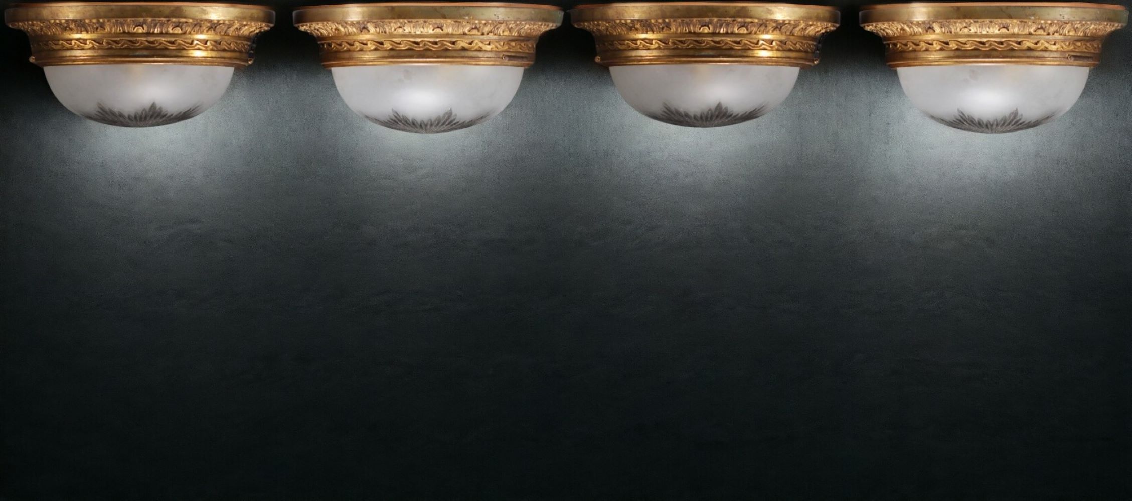 Set of four ormolu ceiling lights and cut crystal bowls. - Image 4 of 4