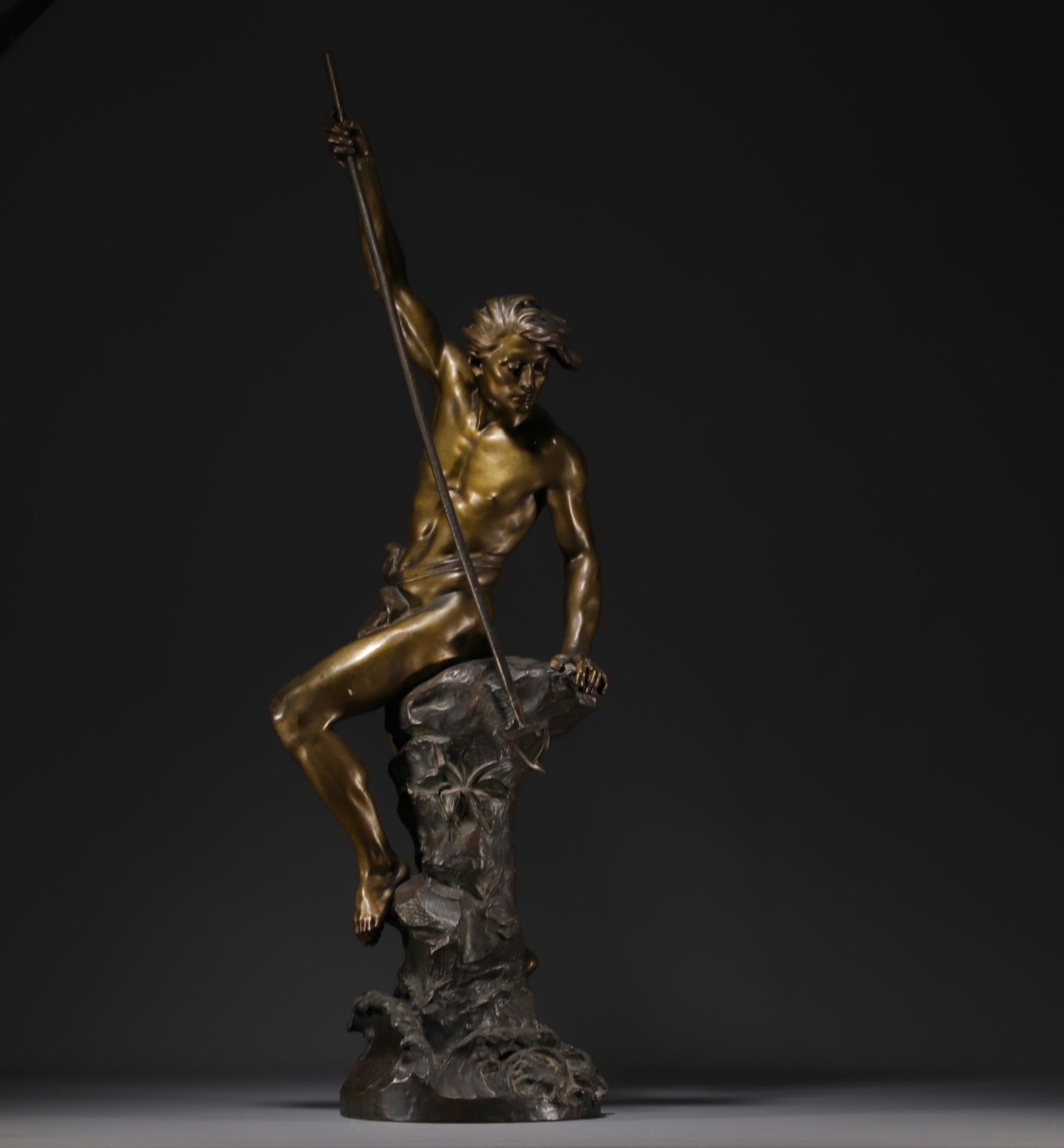 Ernest Justin FERRAND (1846-1932) "The young sinner" Sculpture in chased and patinated bronze. - Bild 6 aus 7