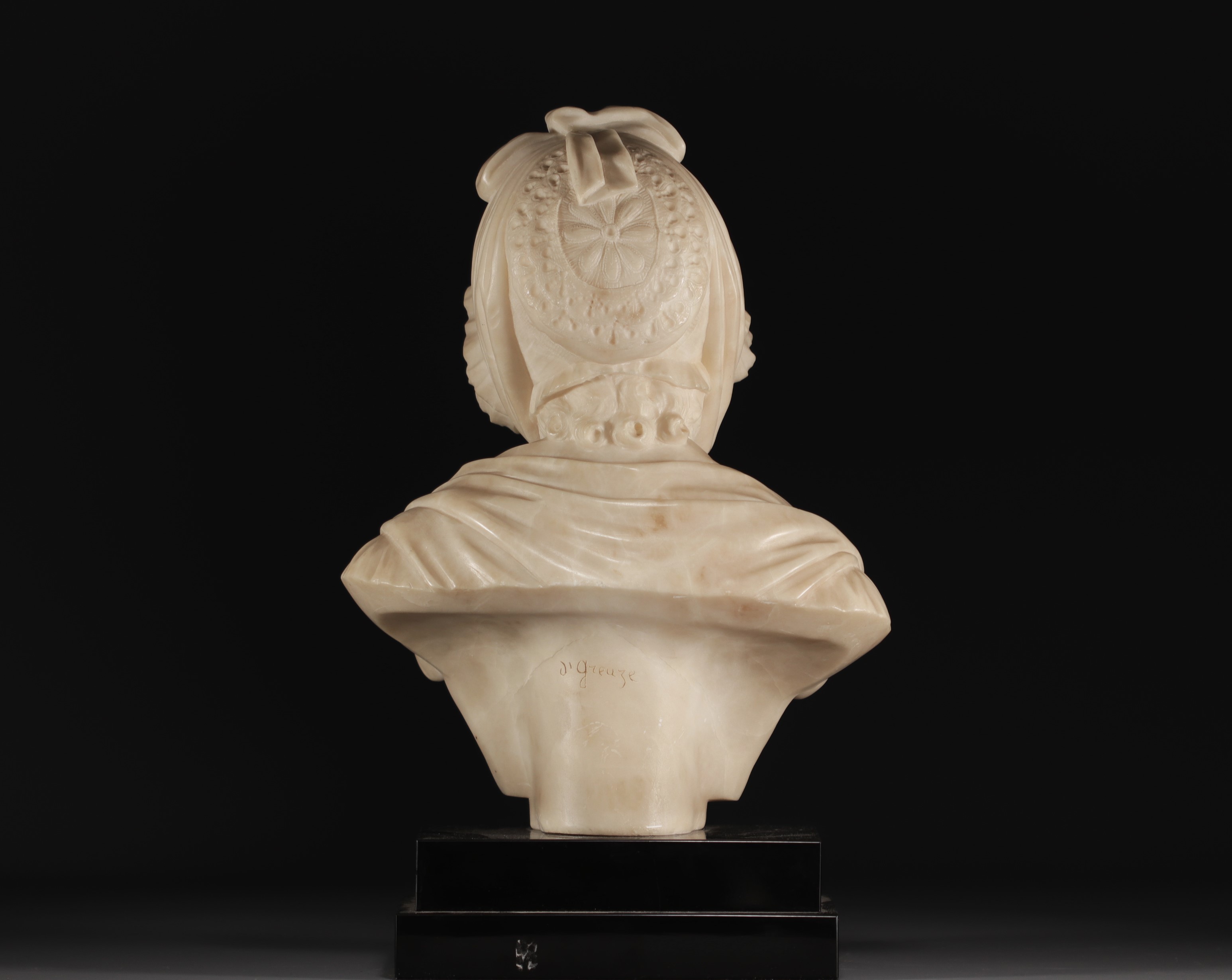 Jean Baptiste GREUZE (after) "Buste de jeune dame" in marble, late 19th century. - Image 4 of 4