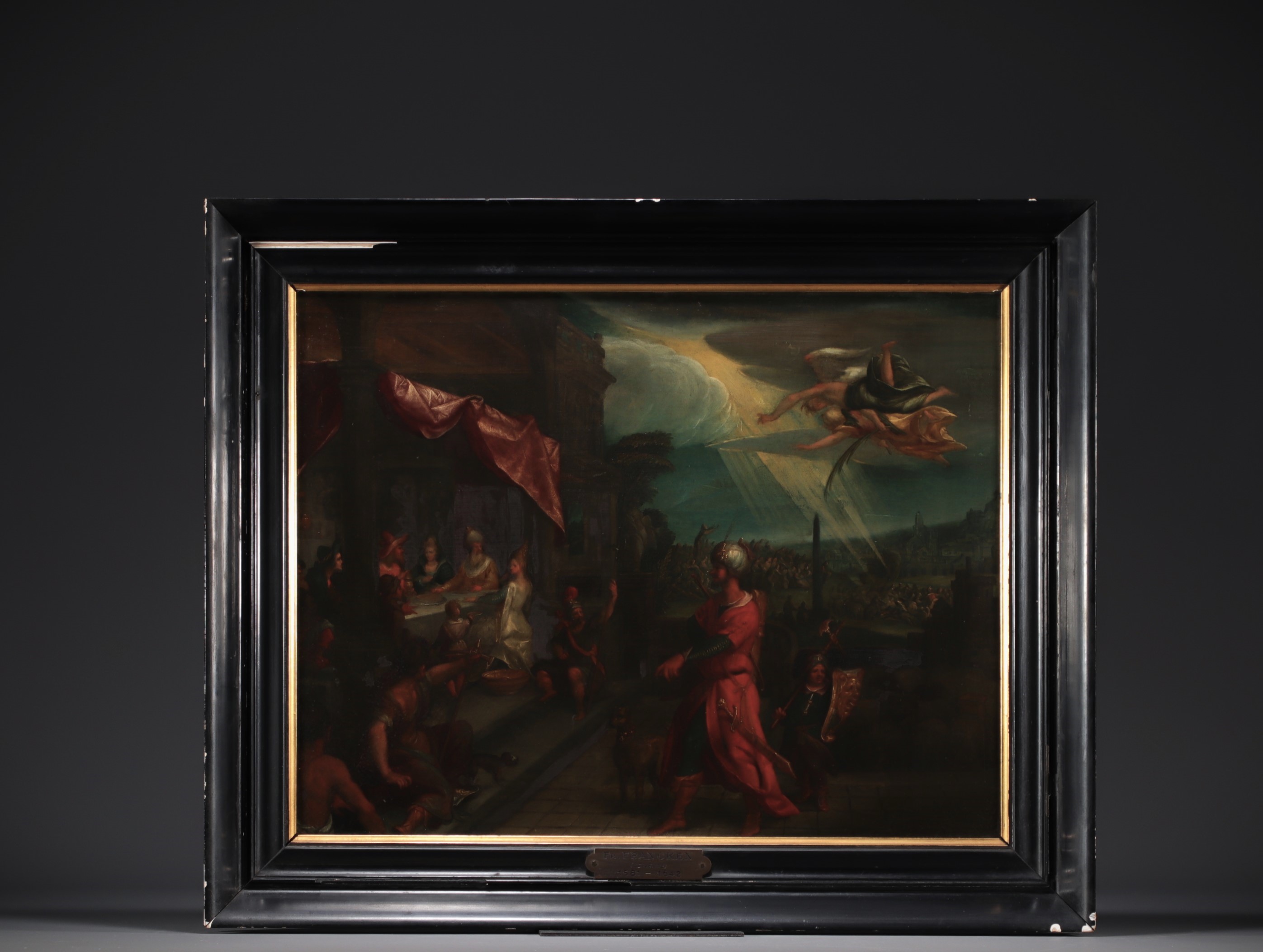 Frans FRANCKEN II (1581-1642) Workshop of "Esther and King Assuerus" Oil on copper. - Image 2 of 2