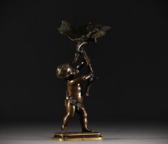 "Putti a la feuille de vigne" Bronze sculpture signed Clodion.