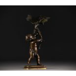 "Putti a la feuille de vigne" Bronze sculpture signed Clodion.