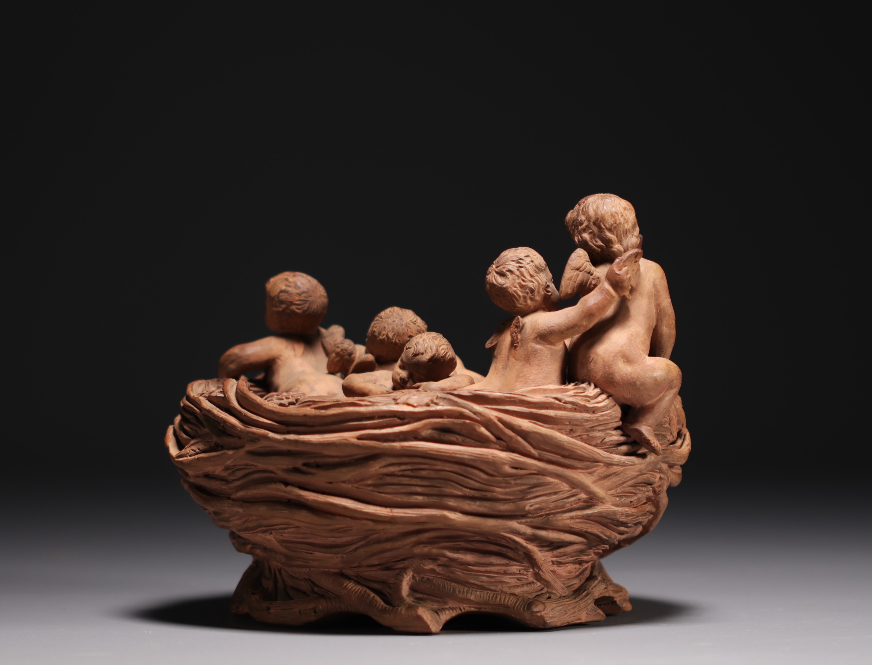 "The nest" Terracotta signed E. Aaron and dated 1877. - Image 3 of 5