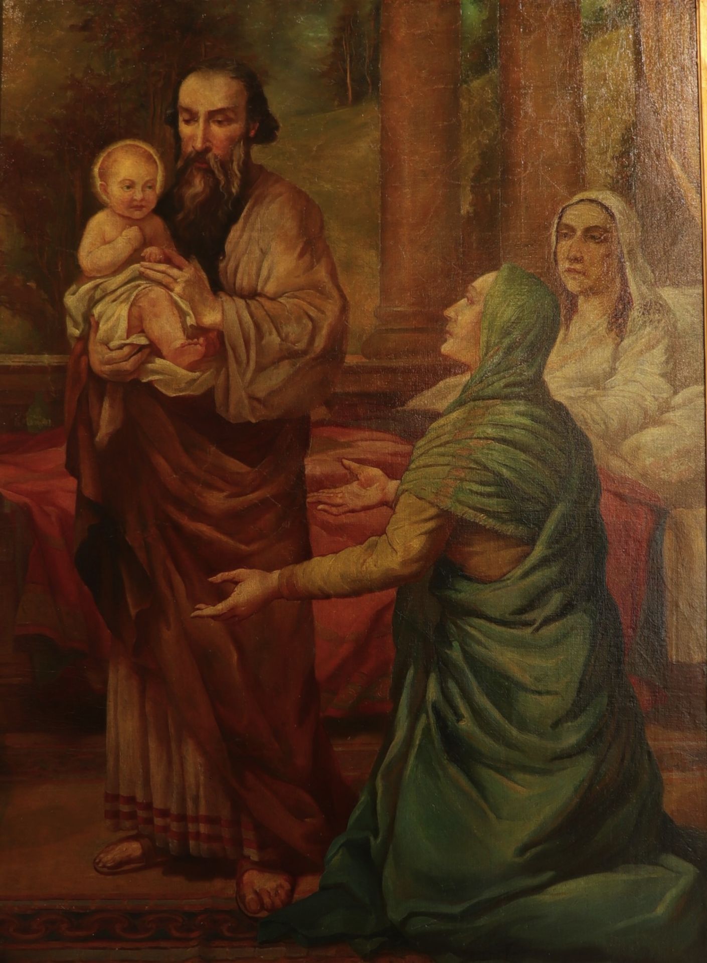 "The Holy Family" - Large religious scene, oil on canvas, 18th century Italian school.