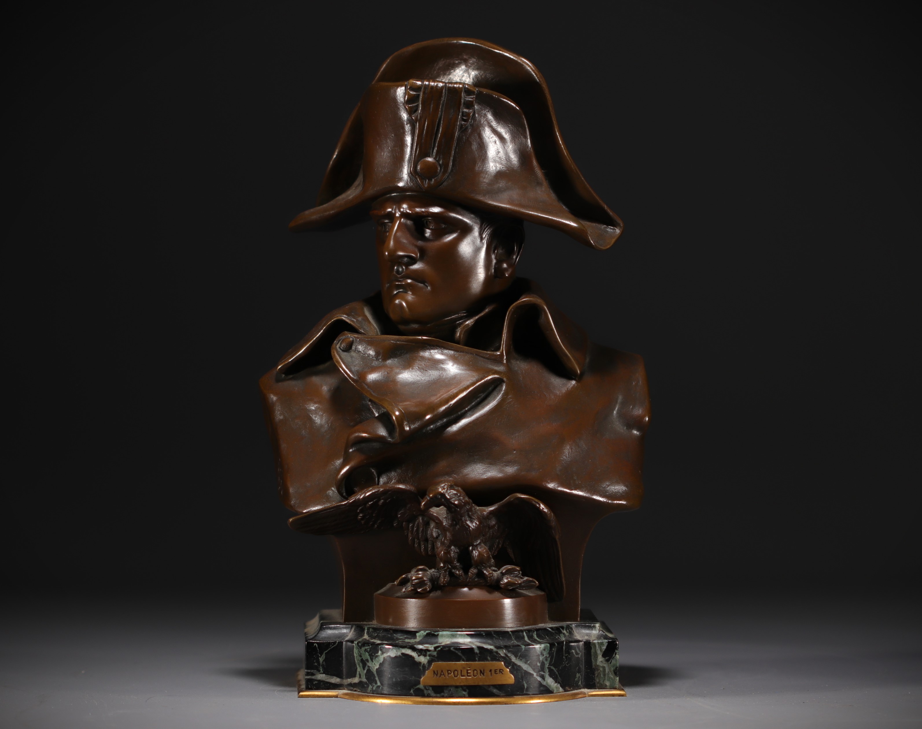 Renzo COLOMBO (1856-1885) Bust of Napoleon 1st in bronze with shaded brown patina, 1885. - Image 2 of 5