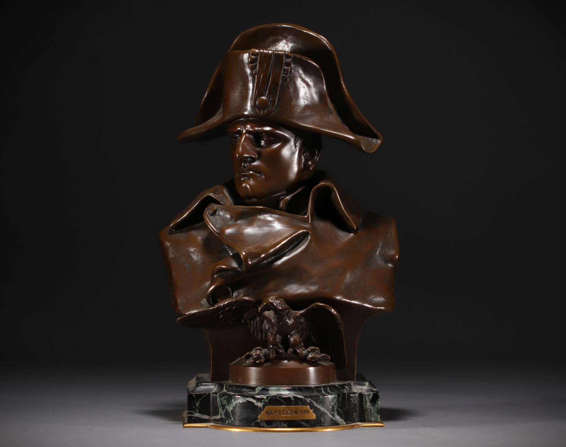 Renzo COLOMBO (1856-1885) Bust of Napoleon 1st in bronze with shaded brown patina, 1885. - Bild 2 aus 5